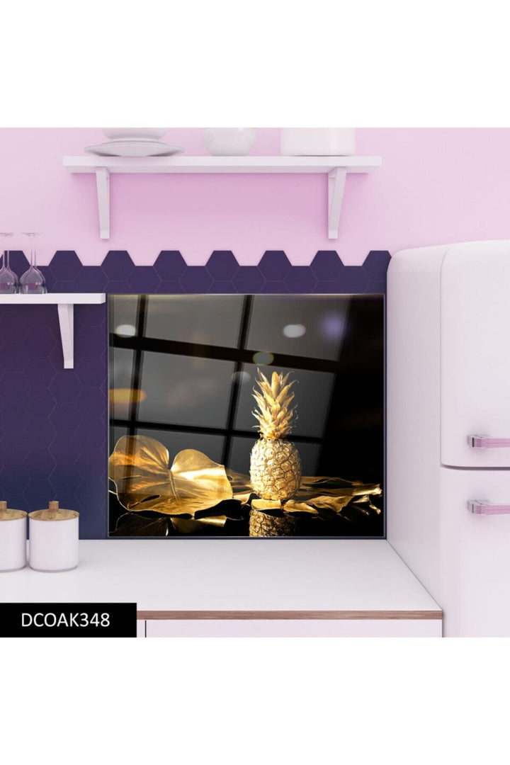 Cam Ocak Arkası Koruyucu Ankastre Arkası Koruyucu Ananas