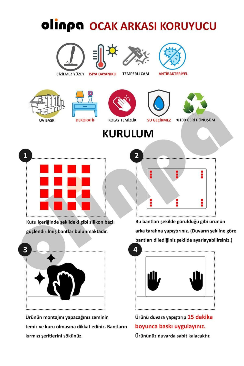 Cam Ocak Arkası Koruyucu Kart Postal