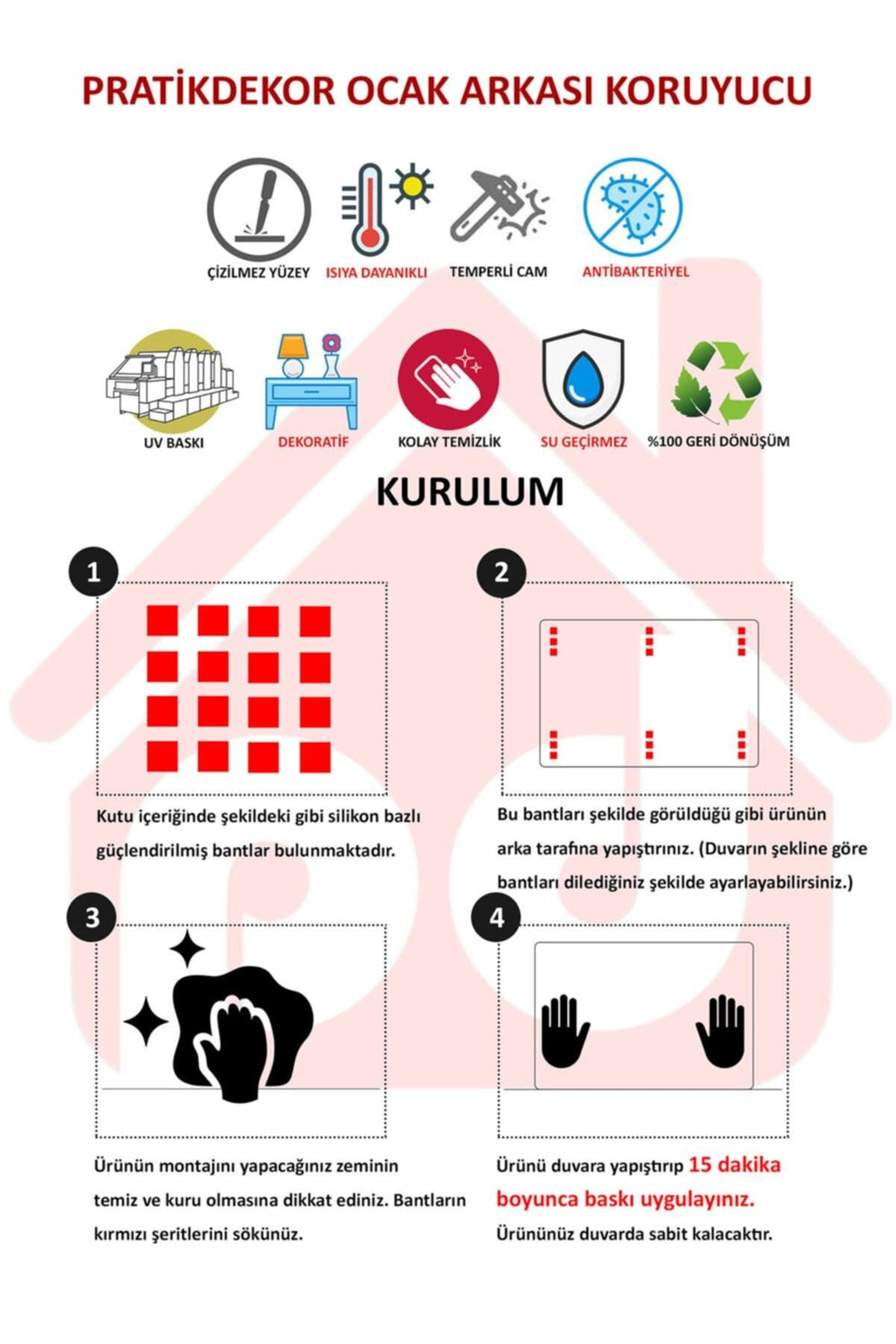 Cam Ocak Arkası Koruyucu Turna