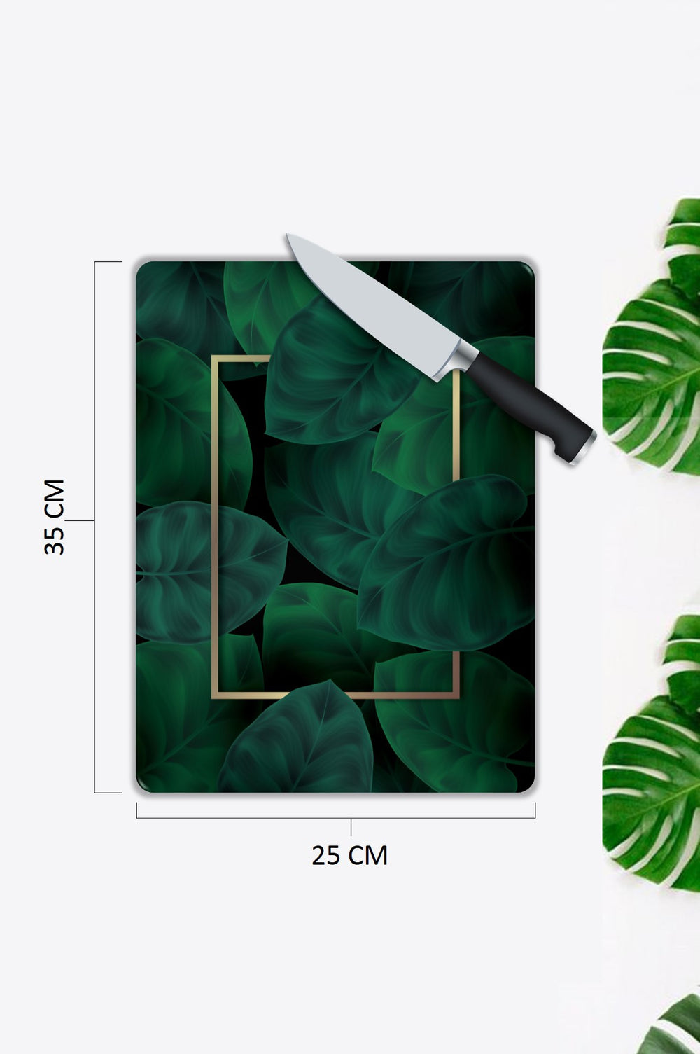Yaprak Desenli Cam Kesme Tablası