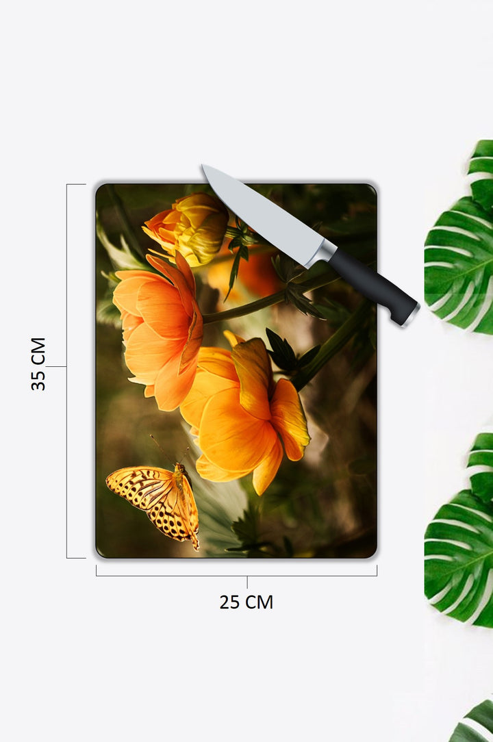 Çiçek Desen Cam Kesme Tablası