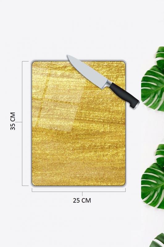 Altın Yaldızlı Desen Cam Kesme Tablası