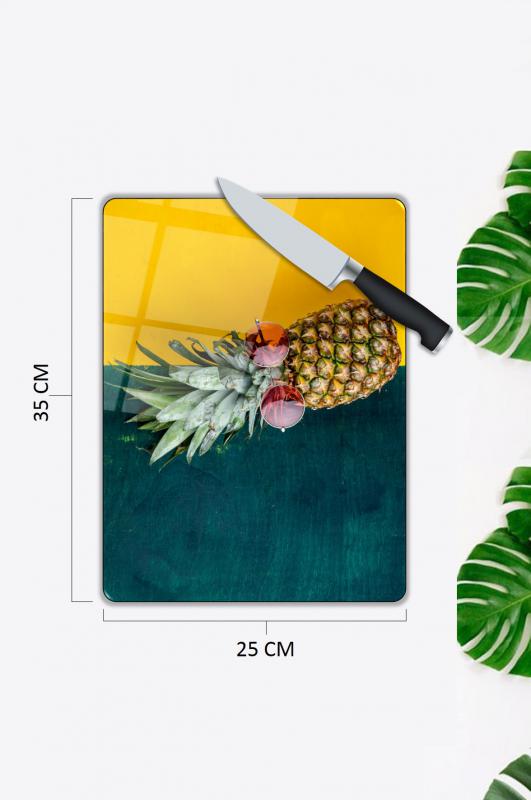 Ananas Desen Cam Kesme Tablası