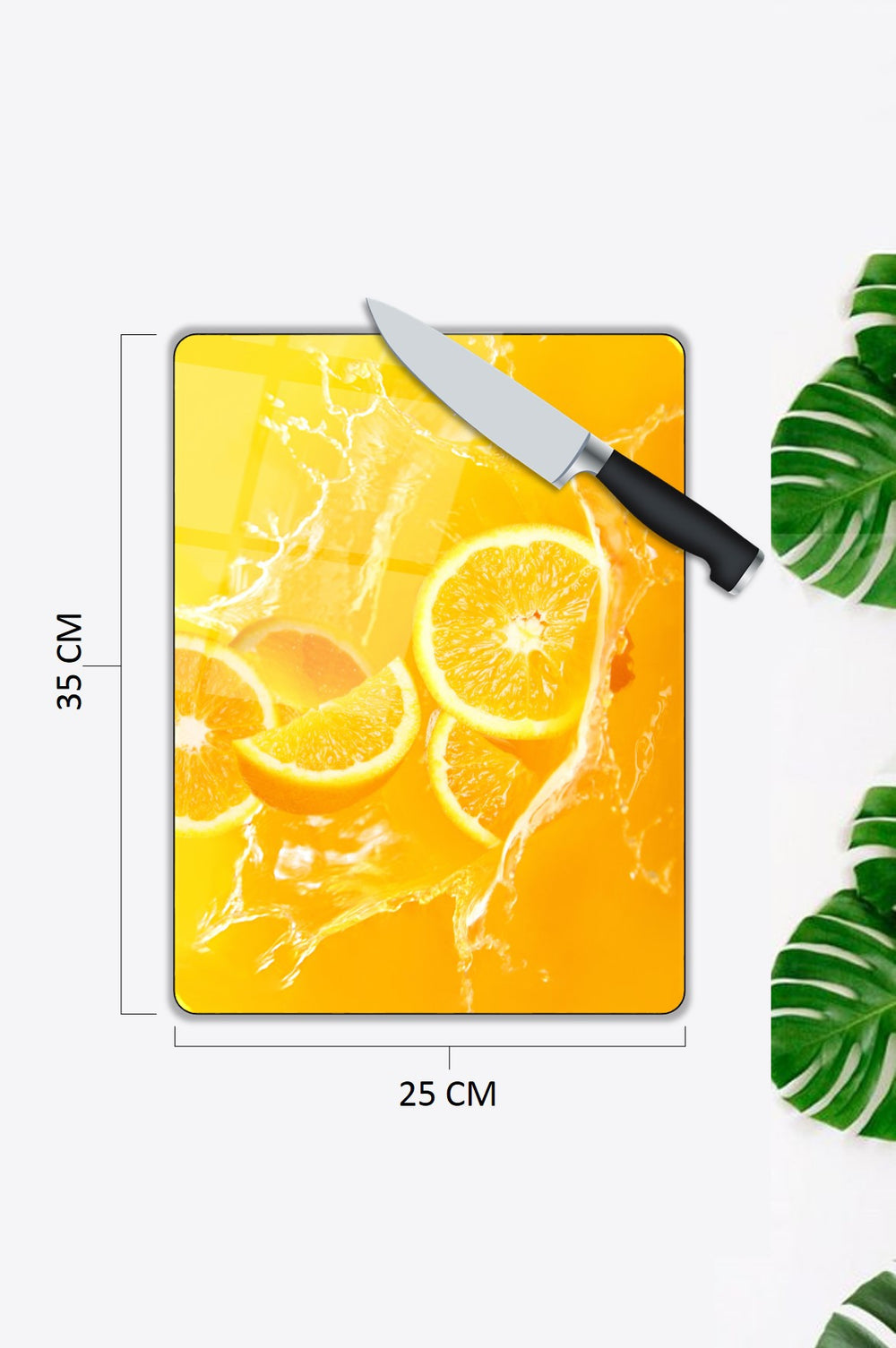 Portakal Desen Cam Kesme Tablası