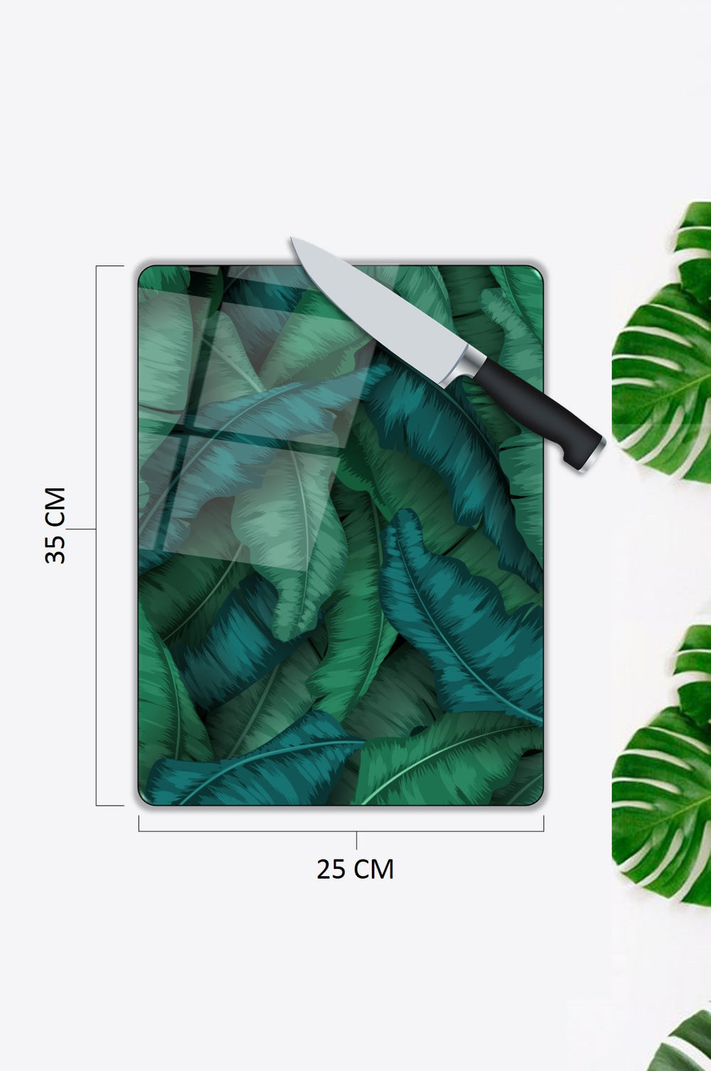 Yeşil Yaprak Desen Cam Kesme Tablası