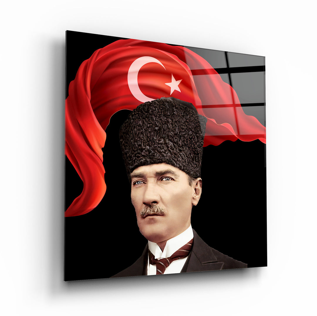 Atatürk ve Bayrak Cam Tablo