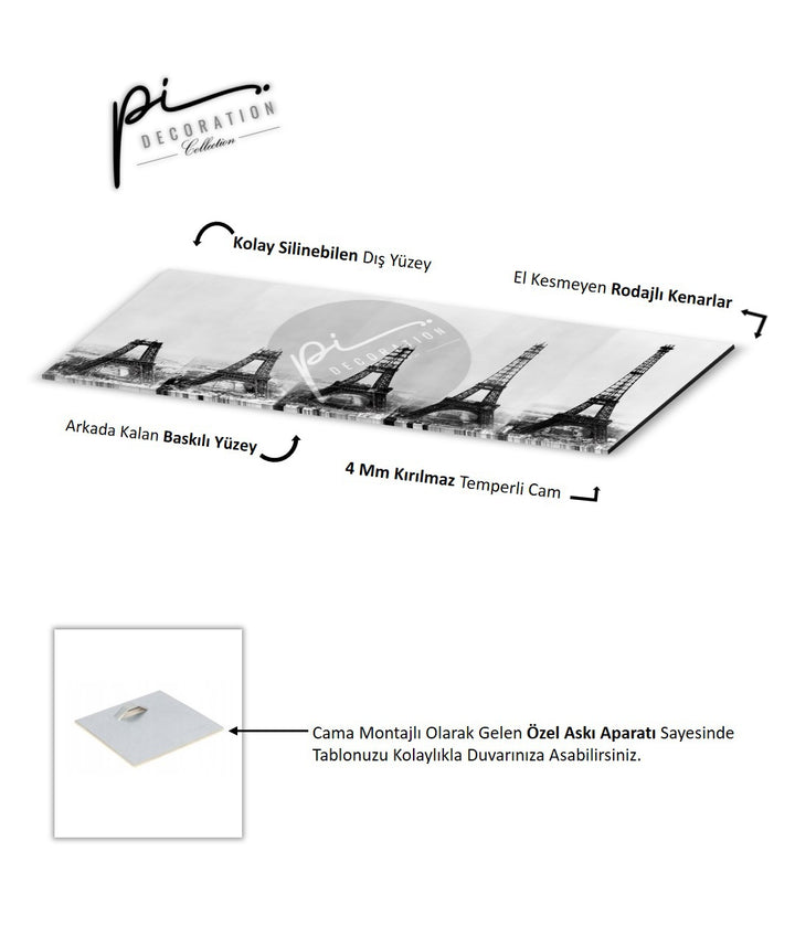 Eyfel Kulesi Panoramik Cam Tablo