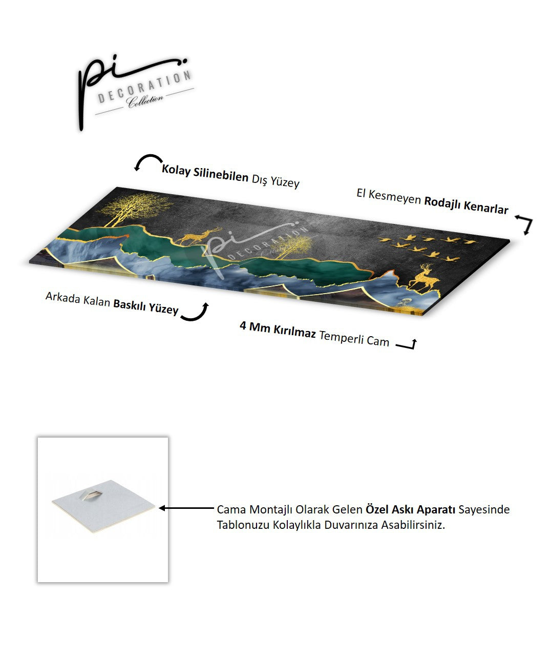 Geyikler Panoramik Cam Tablo