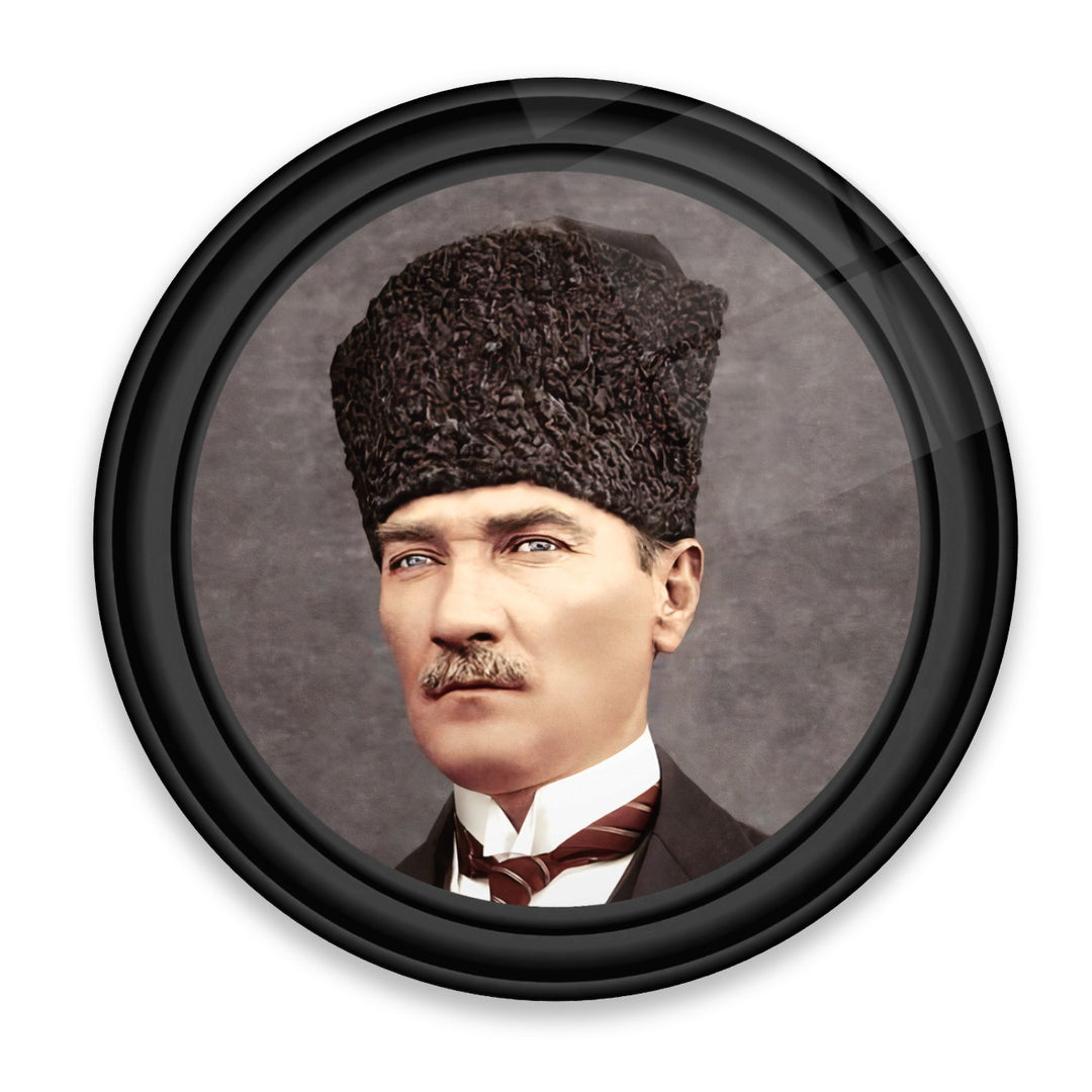 Atatürk Yuvarlak Cam Tablo