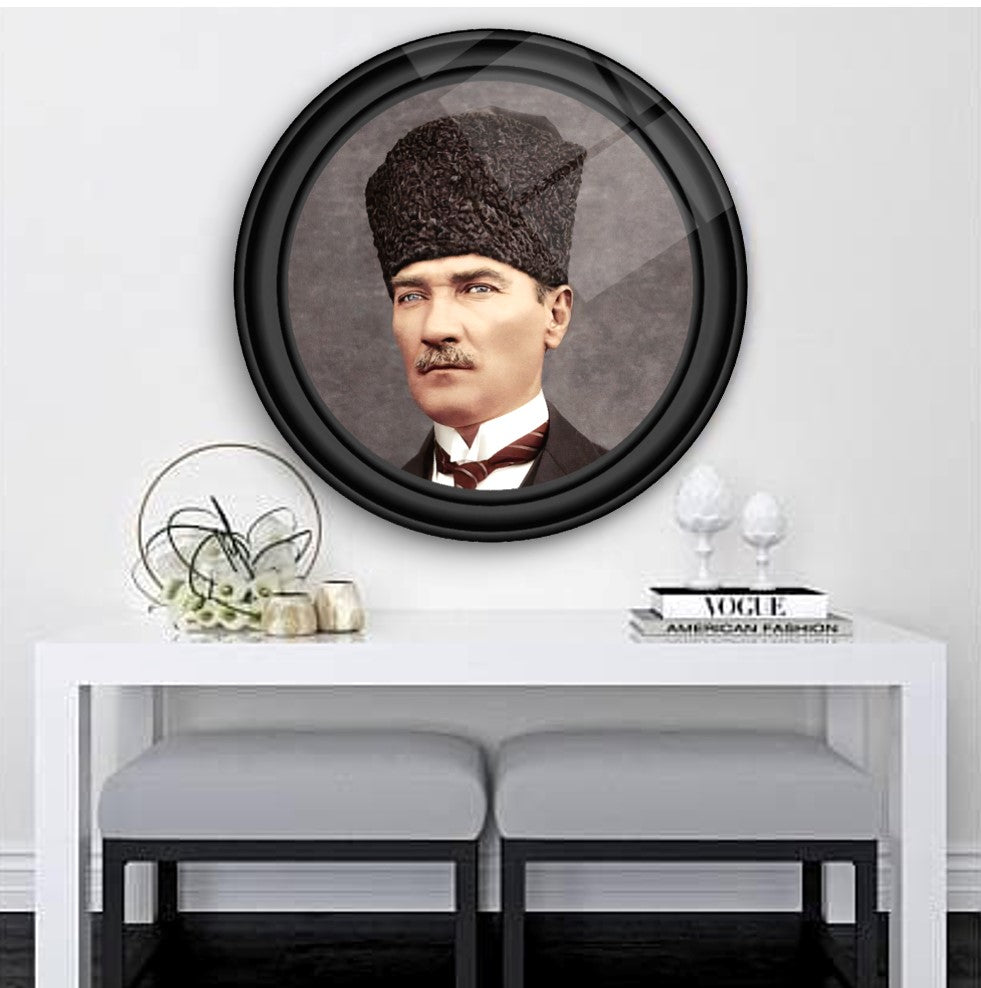 Atatürk Yuvarlak Cam Tablo