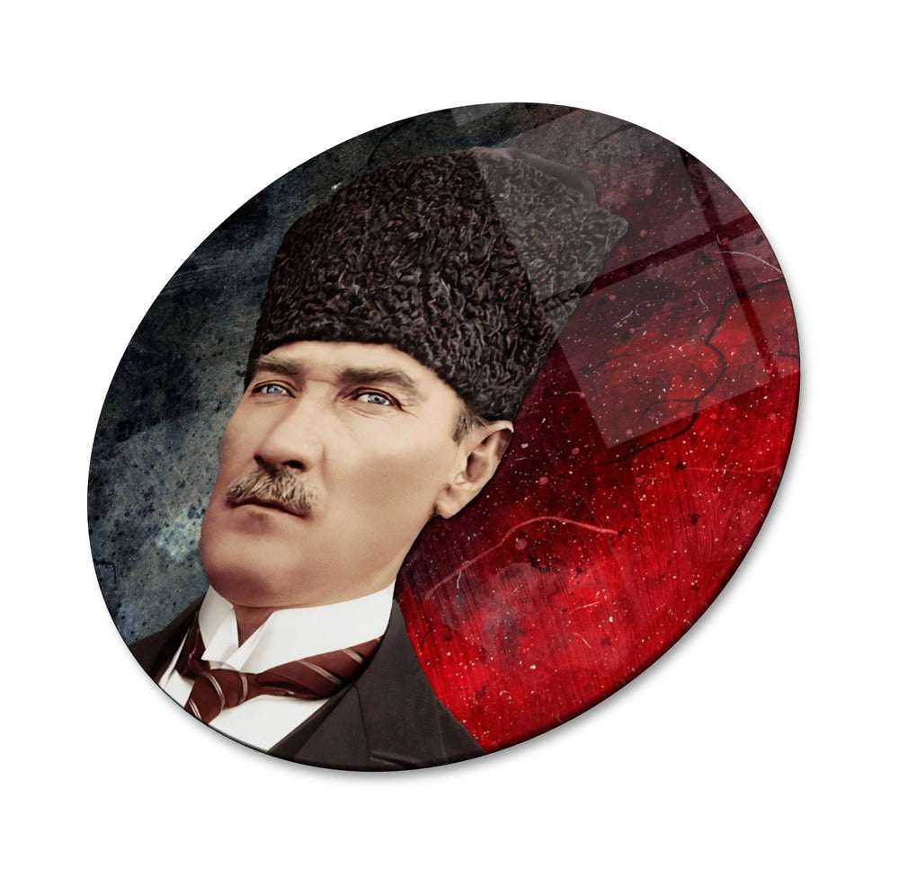 Atatürk Yuvarlak Cam Tablo